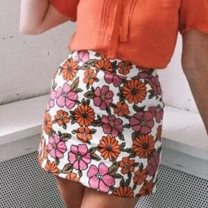 ModCloth x Princess Highway Floral High Waisted Mini Skirt Retro Flower Power